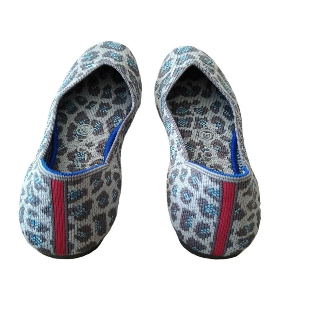 Rothys The Flats in Spotted Leopard Grey/Blue